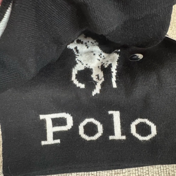 NEW w/Tags Polo by Ralph Lauren Black / White Knit Hat & Scarf Set - Picture 3 of 7